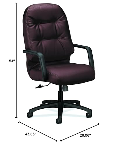 Image of HON Leather Executive Chair - Pillow-Soft Series High-Back Office Chair, Burgundy (2091SR11T)