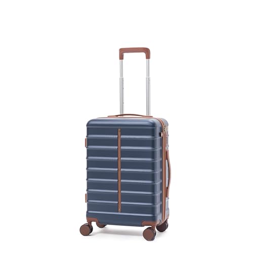 Image of Assembly Cabin Suitcase with8 Spinner Wheels & TSA Lock, Polycarbonate Hard Shell Carry On Luggage for Weekend Getaways, Blue, 20-Inch