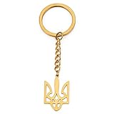 [Dinntty] ウクライナ国章 キーホルダー キーリング ウクライナ シンボル トライデント キーチェーン バッグチャーム 車 キー ペンダント 財布 ハンドバッグ バッグ 装飾 ゴールド