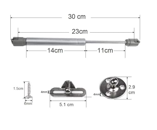 Image of RAB Gas Pumps, Gas Struts, Gas Shocks Lift Support for Cabinet (Code- Gas Pump normal, Size- 12 inch Load Capacity:- 25 kg, Color- Black, Pack of 1 Set of 2 PCS)