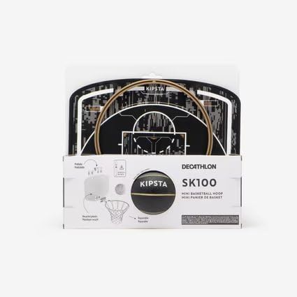 Image of JPORA Kid's Mini Basketball Hoop Include-Hoop,Net,Board Two Hanging System(Wall & Door),Mini Basketball,inflate Needle (Black /Golden)
