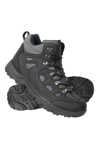 Mountain Warehouse Adventurer Mens Waterproof Boots - IsoDry Shoes with Synthetic Upper Mesh Lining Deep Lugs & EVA Cushioning - Spring Summer Hiking & Outdoors Black Adult Shoe Size 10