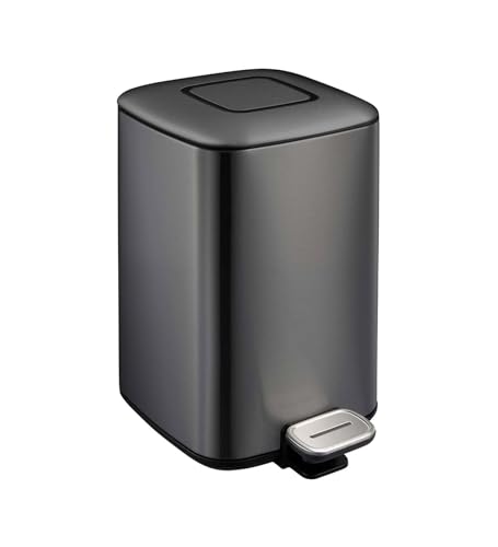 Image of Obsessions Step Dustbin with Fingerprint Resistant, 6 Liters, Black Steel