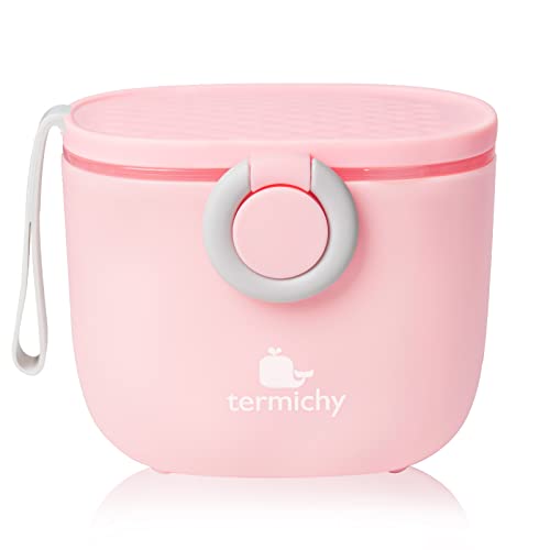 Image of Termichy Baby Formula Dispenser, Portable Milk Powder Dispenser Container with Carry Handle and Scoop for Travel Outdoor Activities with Baby Infant, 8.8OZ, 0.55LB, 250g (Pink)