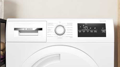 Bosch WTH83V03, Wärmepumpentrockner 7 kg, Serie 4, optimaler Trocknungsgrad dank AutoDry, Nachlegefunktion, TouchControl-Tasten, Umweltfreundliches Kältemittel, EasyClean Filter, Weiß