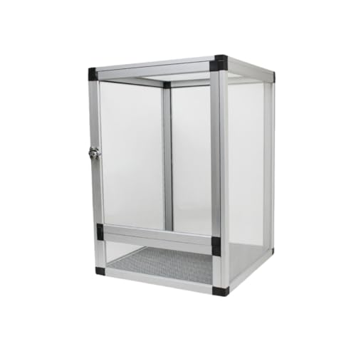 Vifxucy 爬虫類ケージ/飼育箱/爬虫類飼育箱/爬虫類ラック/水陸両用ケージ/ハムスター/カメ/トカゲ/カメレオンに最適 (シルバーアクリルドア,32*32*46cm)