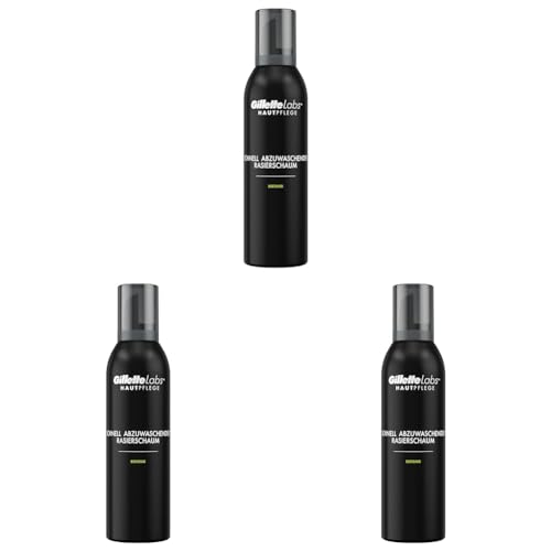 Gillette Labs Bartpflege Rasierschaum Männer (240 ml), Hautpflege durch Schutz und Kühlung der Haut, Geschenk für Männer (Packung mit 3)