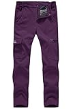 TBMPOY Women's Outdoor Softshell Pants Waterproof Quick Dry Fleece Lined Hiking Cargo Pants Purple M