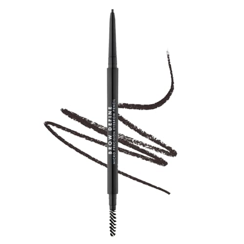 MUA Makeup Academy Brow Define Black Micro Eyebrow Pencil with Spoolie Brush For Dark Hair (Pack of 1) - Vegan & Cruelty Free