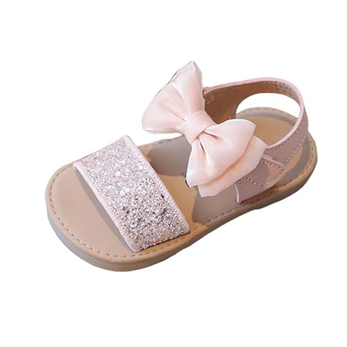 IWIHMIV Platform Sandals for Girls Slip On Bow Sandals Open Toe Summer Flat Flower Girl Dress Open Toed Beach Shoes