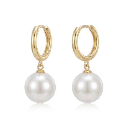 Image of Gold Starfish Mermaid Tail Dangle Drop Earrings for Women, Trendy Cute Pearl Fish Tail Shell Textured Hoop Dangling Earing Summer sea Beach Jewelry Gift.