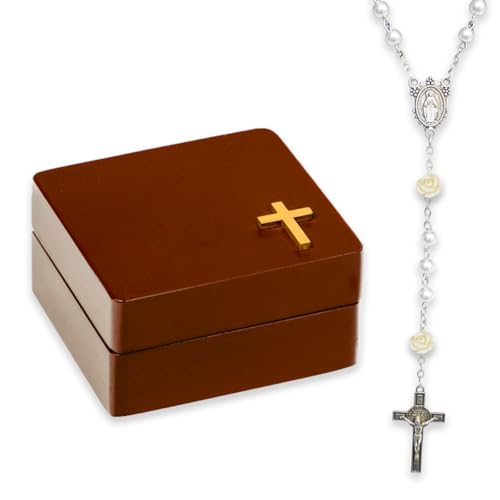 Image of Baby Baptism Gifts for Girl, Catholic Baptism Gifts for Boys,Kids Rosary Beads Catholic, Baby Baptism Gifts Boy, Catholic Rosary for Women, Christening Gifts for Girls (Brown)
