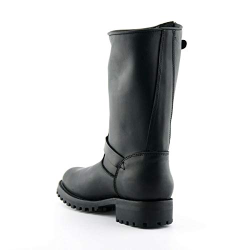 Grinders Men's Engineer Wild One Black Leather Biker Western Combat Boots with Buckle Fastening4