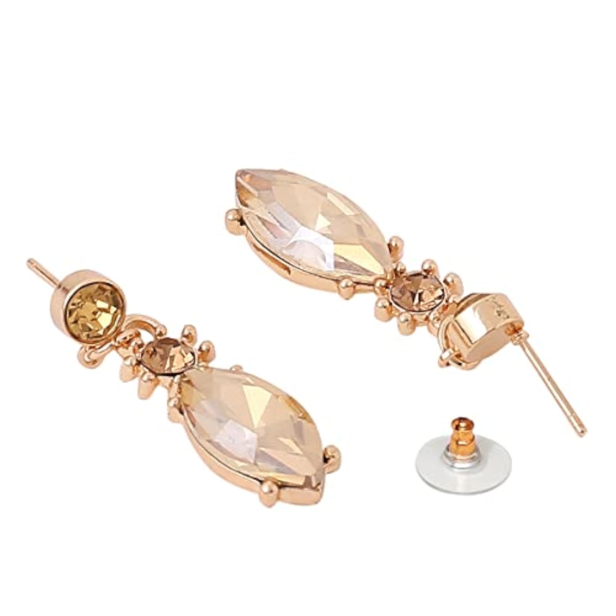 Women's Toned Crystal Necklace Set with Earrings, Gift