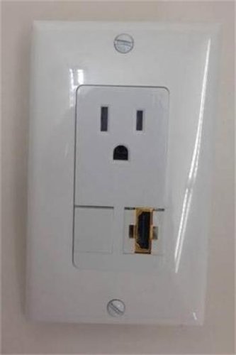 AC 15A 110V Power Outlet + HDMI 1.4 Single Gang White Wall Plate