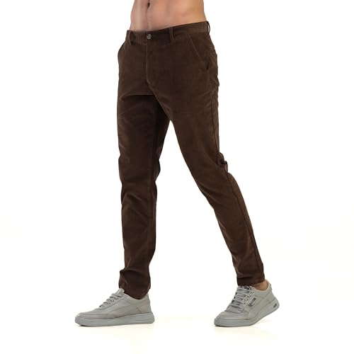 Image of BELANO Men Slim Fit Corduroy Cotton Stretch Chinos