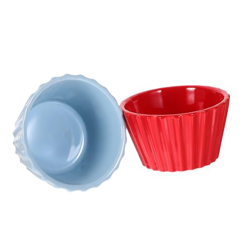 OFFSCH 2pcs Ceramic Baking Ramekin for Pudding Souffle and Desserts Small and Baking Bowls for Home Use for Cakes Fruits and Salads