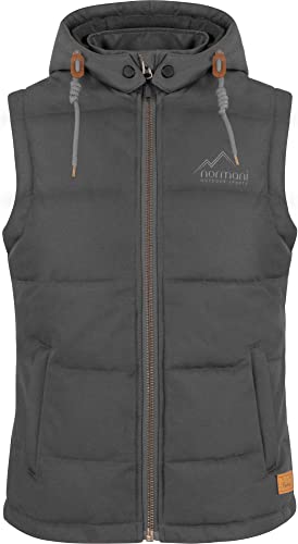 normani Damen Steppweste Winddichte Winterweste Ärmellose Outdoor Weste mit Kapuze, Stehkragen und Seitentaschen Farbe Anthrazit Größe L normani Damen Steppweste Winddichte Winterweste Ärmellose Outdoor Weste mit Kapuze, Stehkragen und Seitentaschen Farbe Anthrazit Größe L