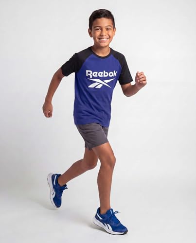 Image of Reebok 2 Pack: Boys Short Sleeve Raglan Cotton Crew Neck T Shirt Athletic Baseball Tee Tops Kids Teens Youth (6-18)