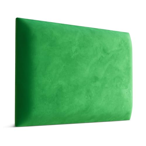 Muralo - Panel acolchado de tela para cojín de pared de terciopelo, para dormitorio, salón, cama, cojín de pared, cabecero de cama, cojín lumbar, cojín acolchado de terciopelo mágico (verde, 60 cm x