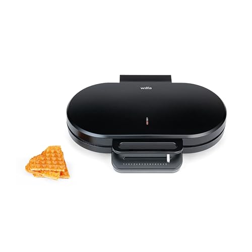Wilfa CLASSIC DOUBLE Waffeleisen - 2 x 5 große 16cm Herzwaffeln - 5 Stufen - Signallampe & Signalton - doppelte Antihaftbeschichtung - inklusive Teig-Kelle - Doppel-Waffeleisen (schwarz)