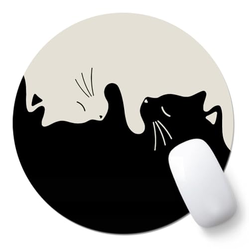 AOKSUNOVA Tapis de souris Petit tapis de souris rond de 20 cm avec tapis de souris rond motif chat