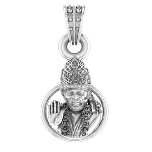 Pendentif argent sterling 925 Sai Baba médaillon homme femme avec pierre