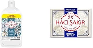 Hacı Şakir Sıvı Sabun, Lavanta,1300 ml ve Hacı Şakir Doğal Geleneksel Beyaz Sabun (4 Adet)