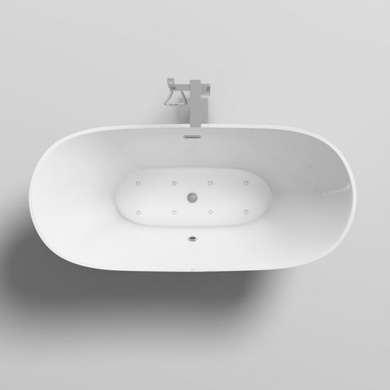 Bagno Italia Wanna 170x80x72 cm centrum pokoju wolnostojący błyszczący biały z hydromasażem