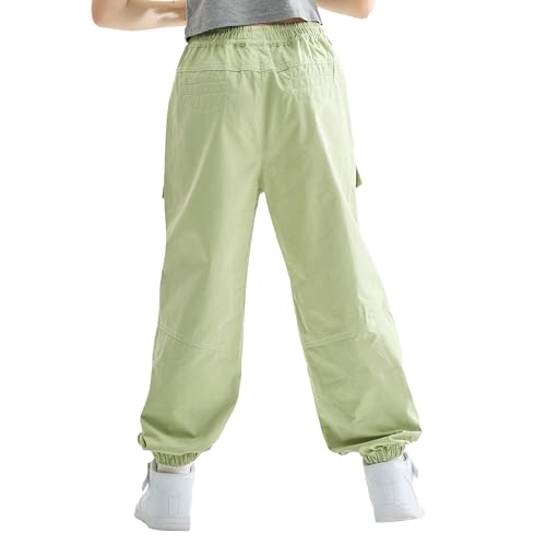 Image of Rolanko Girls Cargo Pants for Kids Loose Streetwear Hip Hop Dance Cotton Cargo Jogger Pants for Kids 4-15 Years