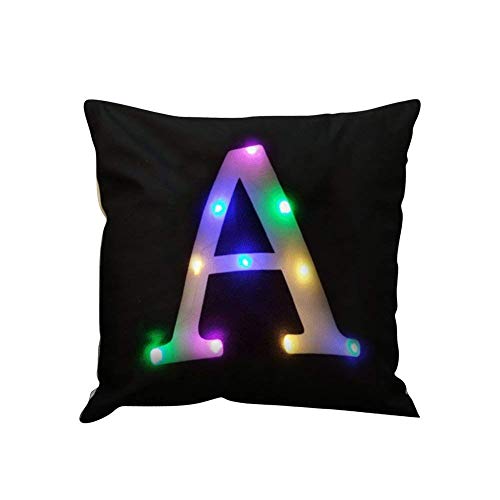 Image of ZUODU Creative LED Colorful Lighting Velvet Letter Cushion Cover Pillow Cover - Bar, Party, Festival, Gift Use - 18”x18” or 45cm x 45cm 1pc (A)