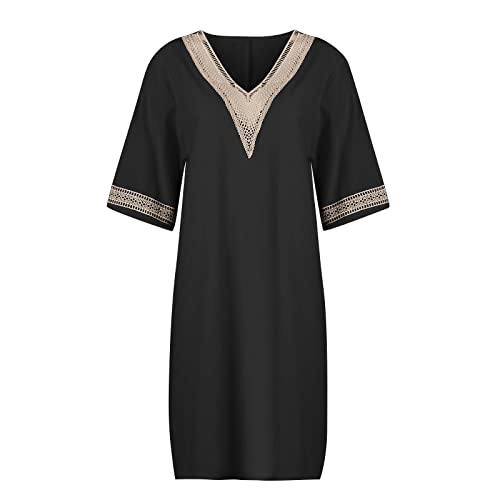 OIOLOYJM Plus Size Summer Dresses for Women 2025 Plus Size Dresses for Curvy Women 3/4 Sleeve Casual Boho Kaftan Dresses