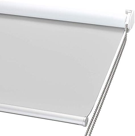 ChrisDowa 100% Blackout Roller Shade, Window Blind with Thermal Insulated, UV Protection Fabric. Total Blackout Roller Blind for Office and Home. Easy to Install.Lightgrey,20" W x 72" H