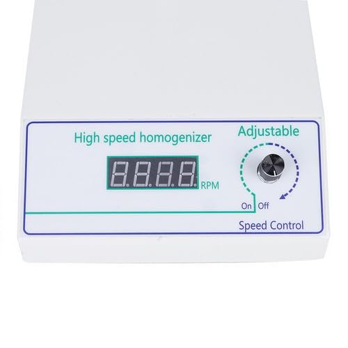 High Speed Homogenizer, Lab Disperser Emulsifier, Overhead Homogenizer Mixing, 8000 to 22000RPM Lab Homogenizers Emulsifier Disperser with Two Working Heads for Lab, School， 110V