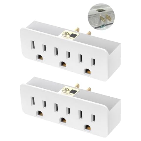TENINYU Grounded Adapter 3-Prong to 2-Prong Triple Outlet Converter - UL Listed 3 Pin to 2 Pin Polarized Plug Extender Power Strip, Wall Plug Splitter with 3 AC Outlets for Household Appliances (2) Cover