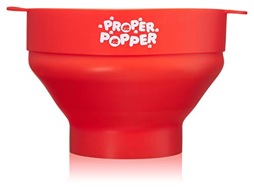 Image of The Original Proper Popper Microwave Popcorn Popper, Silicone Popcorn Maker, Collapsible Bowl BPA Free & Dishwasher Safe - (Red)