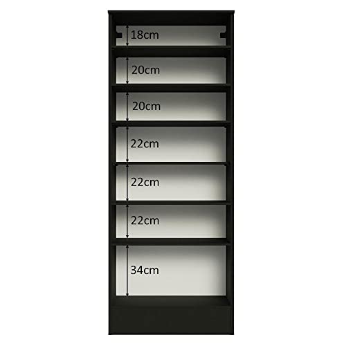 Image of Madesa Storage Cabinet Closet with 2 Doors and 5 Utility Shelves 60 Cm Wooden Organization Unit for Bedroom, Office, Laundry Room, Kitchen, and Garage - Black