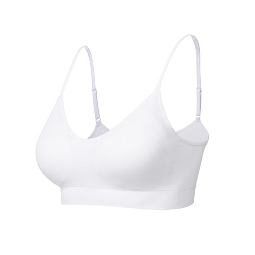 Comfyin Bustier Damen Keine Gepolsterte Sport BH Set ohne Bügel Yoga BH Top,1+Weiß,M