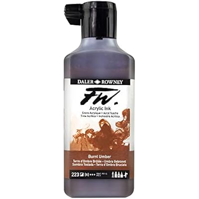 Daler-Rowney FW Acrylic Ink, Plastic Bottle, 6.09oz - 180 ml, Burnt Umber