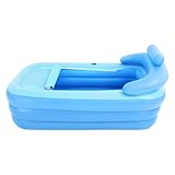 Extra Large Inflatable Bathtub - Foldable Soaking Tub with Ergonomic Backrest Hot Tub Portable Bath Supports Portable PVC Spa for Adults Includes Seat Cushion & Pipe