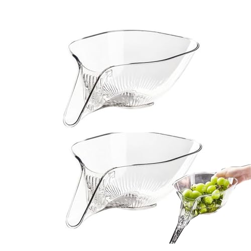 KAIYUANS Filtro de cesta de drenaje multifuncional, cuenco de lavado de frutas 2024, embudo de cesta de drenaje con recipiente de filtro, cuenco de filtro para fregadero de cocina (2 piezas