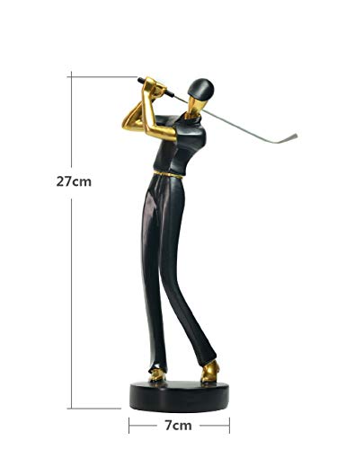 Haucoze Golf Figurine Statue Golfer Decoration Sculpture Polyresin Arts Gifts Black 9.6 Inch #TOP3