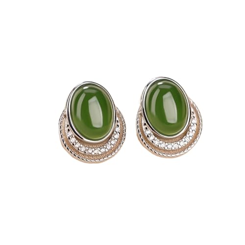 Boucles d'oreilles en argent sterling d'exception et jade vert véritable