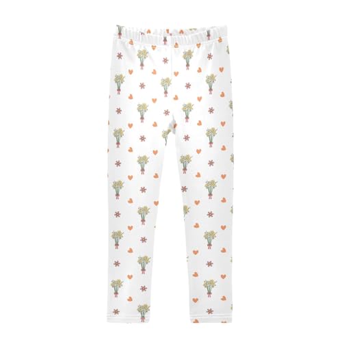 Love Bouquets Girls Leggings,Workout Leggings for Girls Toddler Athletic Leggings Size for 3-10T