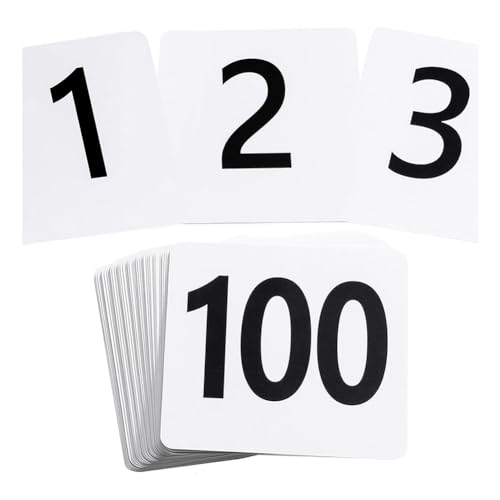 Comphic 100 Números de Mesa del 1 Al 100, Números de Mesa de Plástico, Tarjetas de Números de Mesa de Doble Cara para Mesa de Restaurante de Recepción de Bodas