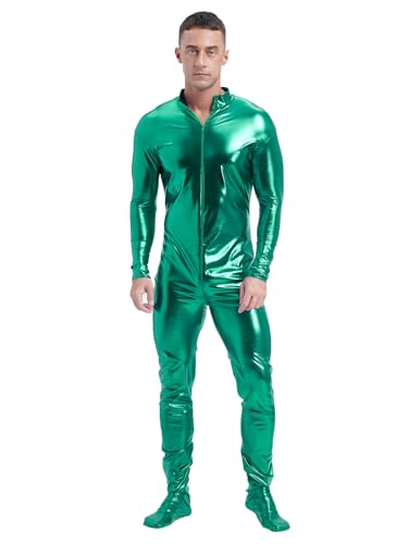 Mono metálico para hombre en discotecas y festivales traje de manga larga para nochevieja