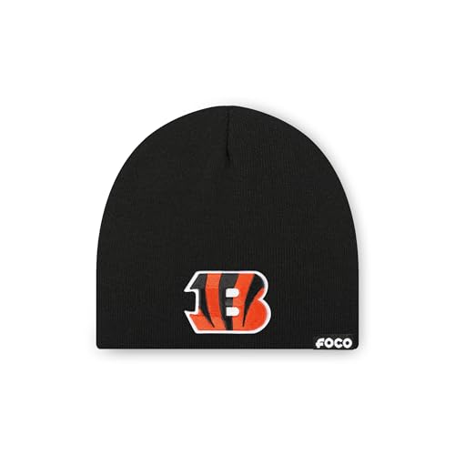FOCO Cincinnati Bengals NFL Basic Primary Logo Skull Beanie - Black