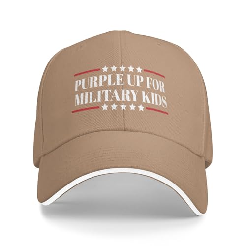 Purple Up for Military Kids Sandwich Hats Adjustable Baseball Cap Unisex Natural