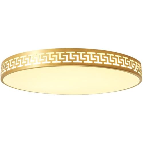 Lámpara de techo china totalmente de cobre Segmentación LED posmoderna Luz cambiante tricolor Accesorio de iluminación de techo Lámpara de techo de cobre de estudio ultrafina china moderna ，Plafon tec