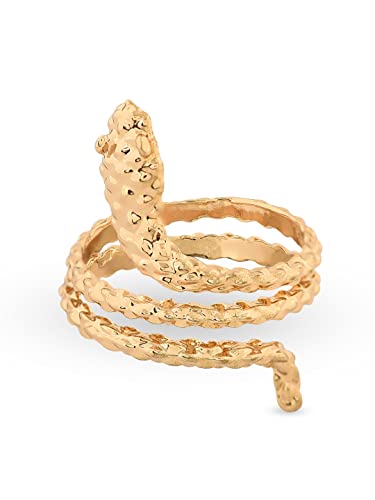 Image of ZAVERI PEARLS Antique Gold Tone Contemporary Adjustable Snake Finger Ring For Women-ZPFK9892